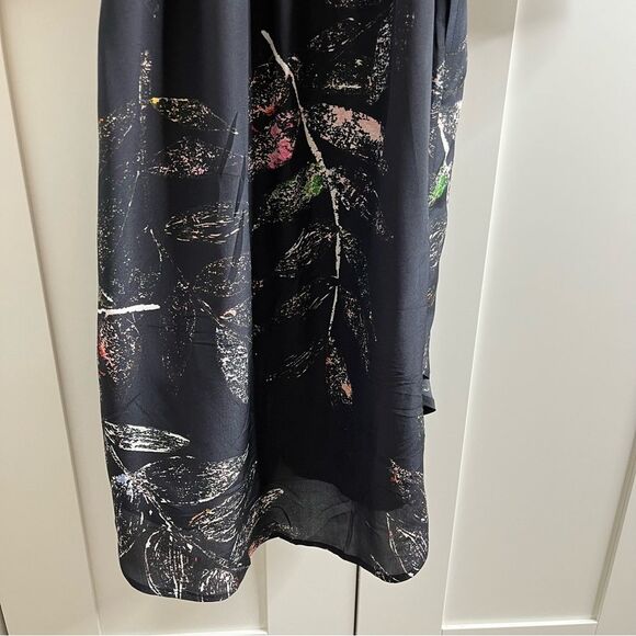 Ooshi Abstract Print Silk Button Down Shirt Dress Black size small - Picture 16 of 16